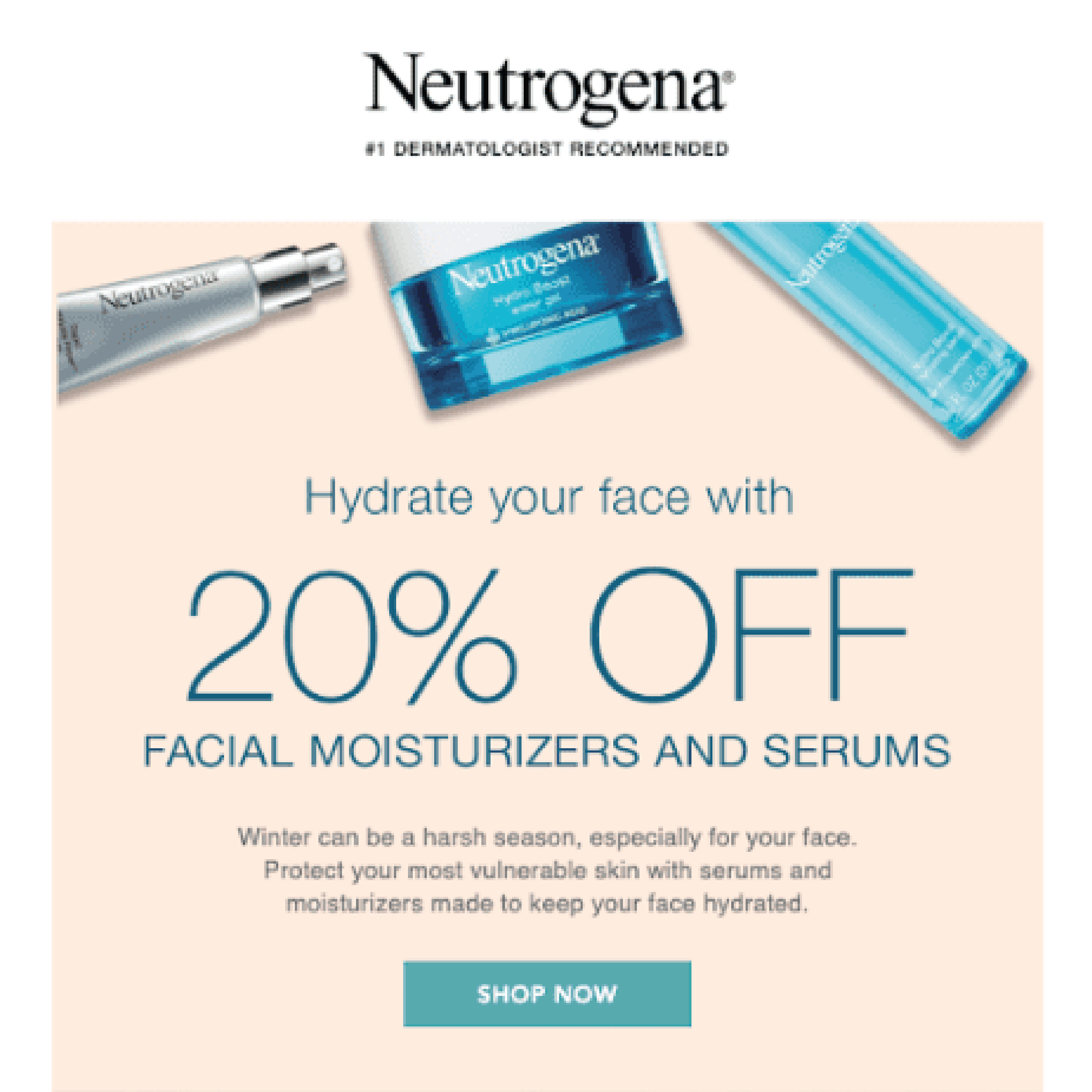 Email Marketing campaign from Neutrogena offering discounts.